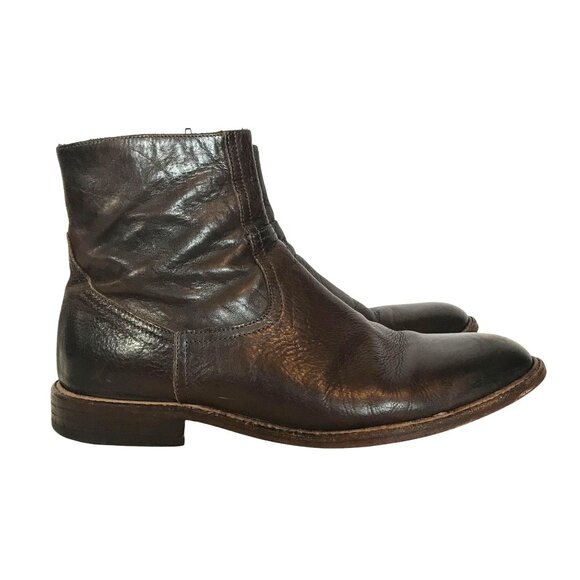 To Boot New York Adam Derrick Men's Ankle Boots Size 10.5 Side Zip Brown Leather - Picture 1 of 9